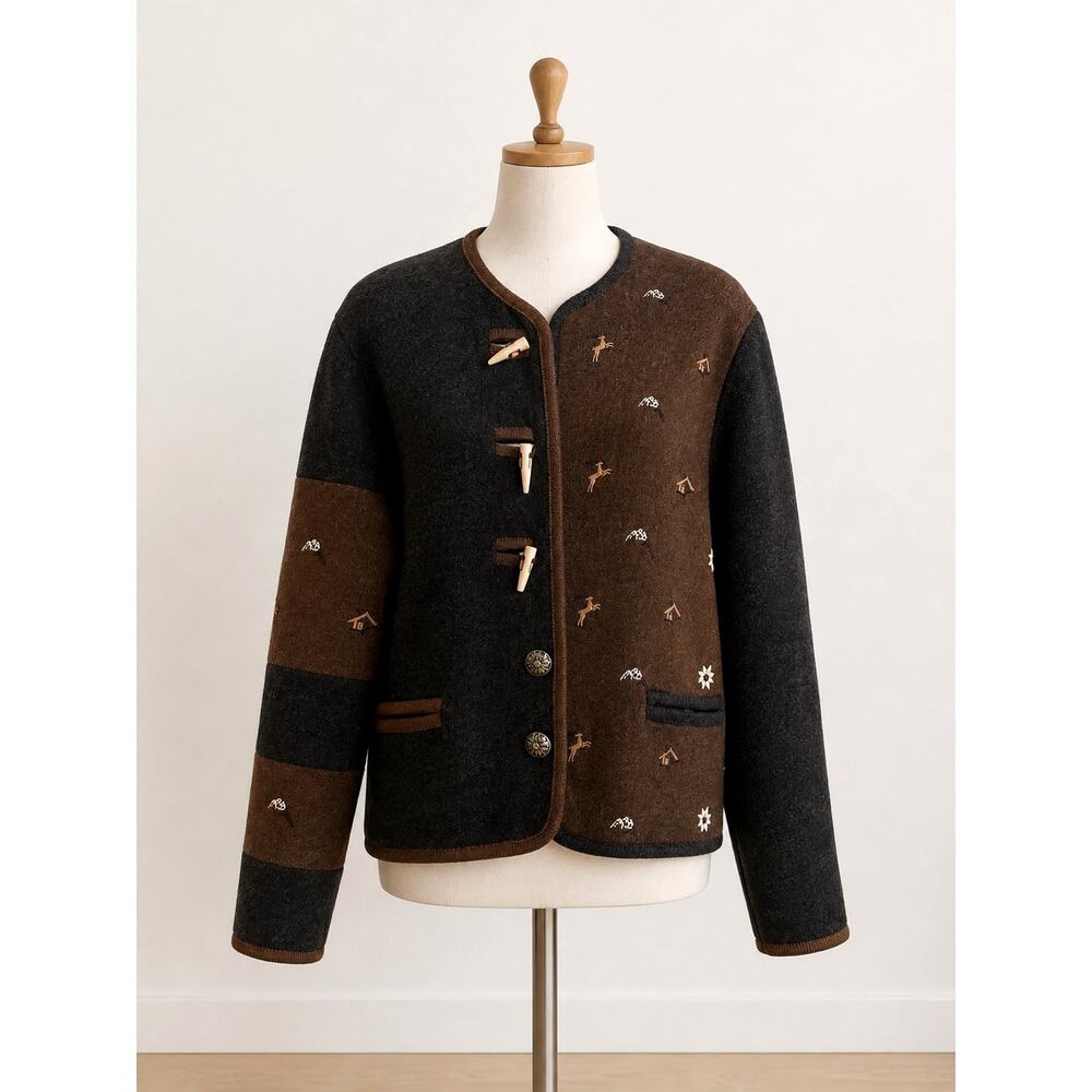 Vintage Münchner Strickmoden Pure New Wool Cardigan Jacket Size 40 Made Germany